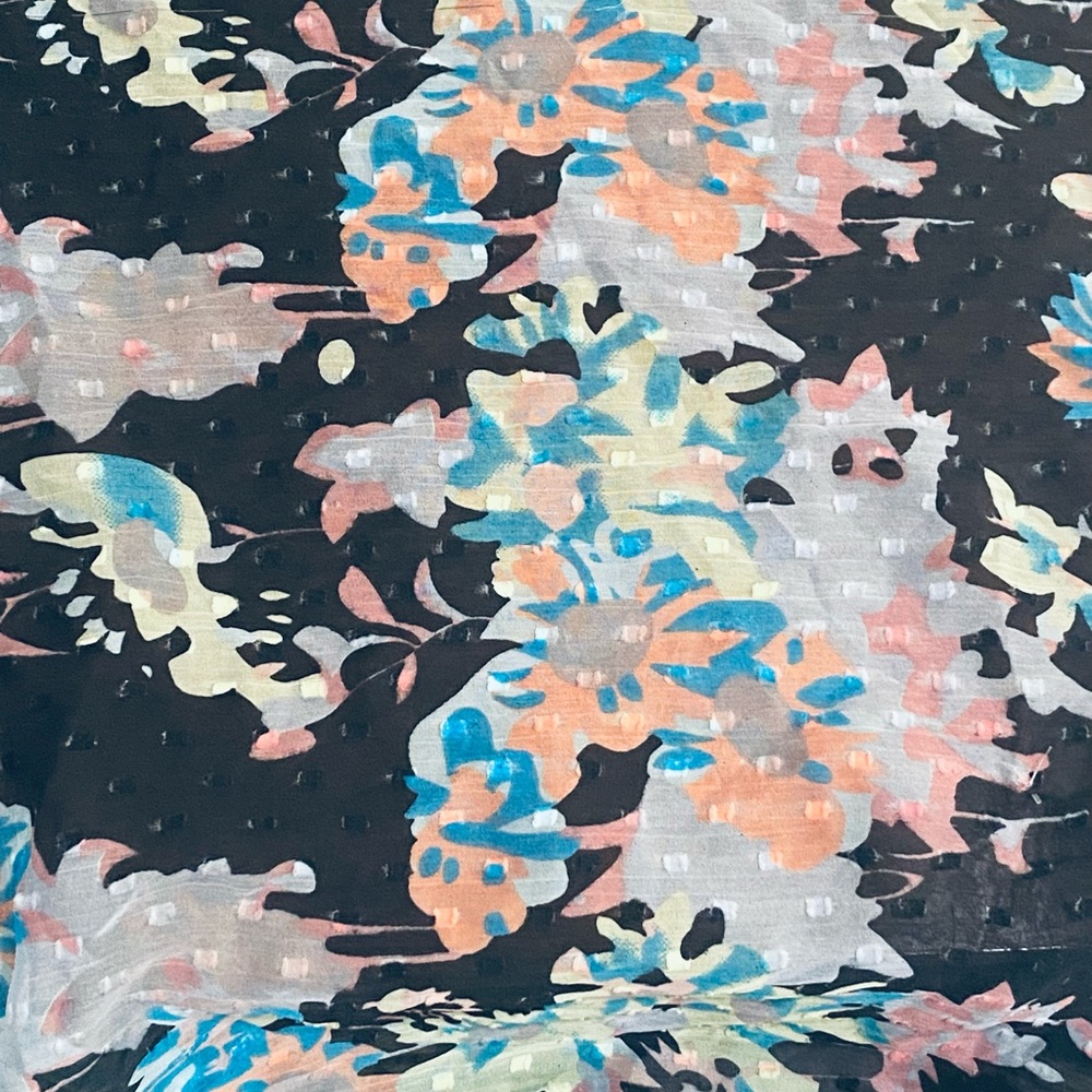 🌟HP🌟NWOT Black Floral Print Dotted Swiss Infinity Scarf OS - Picture 9 of 10